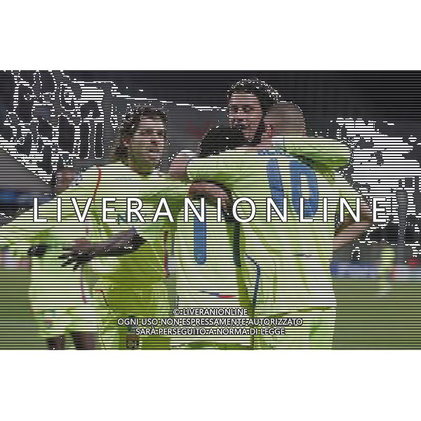 FIORENTINA - OLYMPIQUE LIONE FIRENZE, 25 NOVEMBRE 2OO8 CHAMPIONS LEAGUE GIRONE ELIMINATORIO 2008/2009 NELLA FOTO: ESULTANZA DELL\'OLYMPIQUE LIONE DOPO IL GOL DEL 0-1 DI JEAN MAKOUN FOTO AG. A. LIVERANI SAS