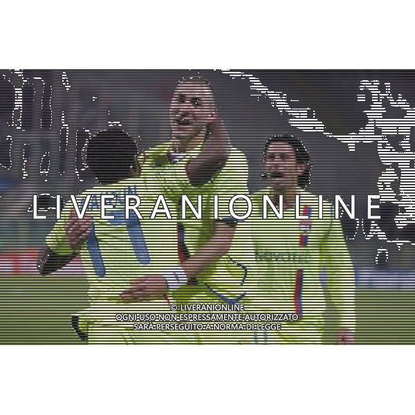 FIORENTINA - OLYMPIQUE LIONE FIRENZE, 25 NOVEMBRE 2OO8 CHAMPIONS LEAGUE GIRONE ELIMINATORIO 2008/2009 NELLA FOTO: ESULTANZA DELL\'OLYMPIQUE LIONE DOPO IL GOL DEL 0-1 DI JEAN MAKOUN FOTO AG. A. LIVERANI SAS