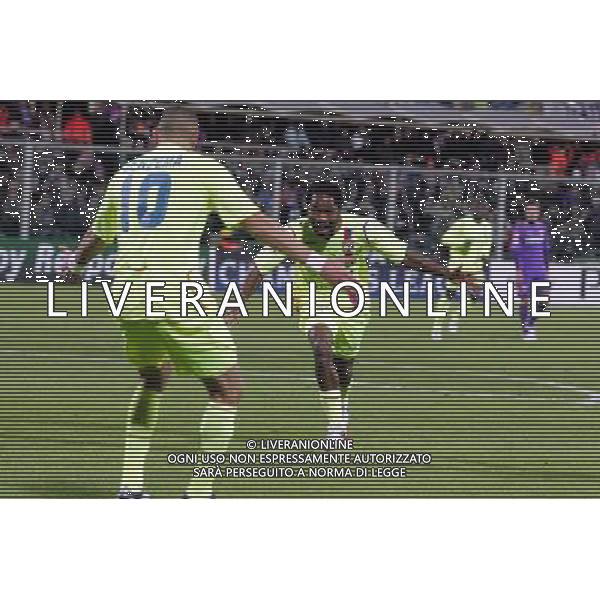 FIORENTINA - OLYMPIQUE LIONE FIRENZE, 25 NOVEMBRE 2OO8 CHAMPIONS LEAGUE GIRONE ELIMINATORIO 2008/2009 NELLA FOTO: ESULTANZA DELL\'OLYMPIQUE LIONE DOPO IL GOL DEL 0-1 DI JEAN MAKOUN FOTO AG. A. LIVERANI SAS