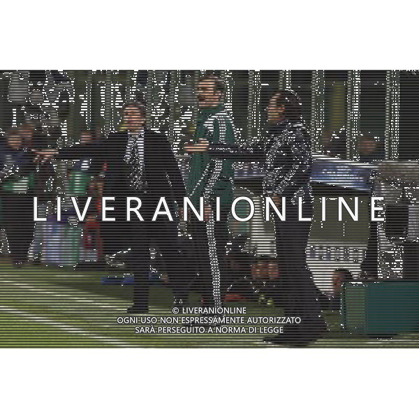FIORENTINA - OLYMPIQUE LIONE FIRENZE, 25 NOVEMBRE 2OO8 CHAMPIONS LEAGUE GIRONE ELIMINATORIO 2008/2009 NELLA FOTO: CLAUDE PUEL ALLENATORE DELL\'OLYMPIC LIONE E CESARE PRANDELLI FOTO AG. A. LIVERANI SAS