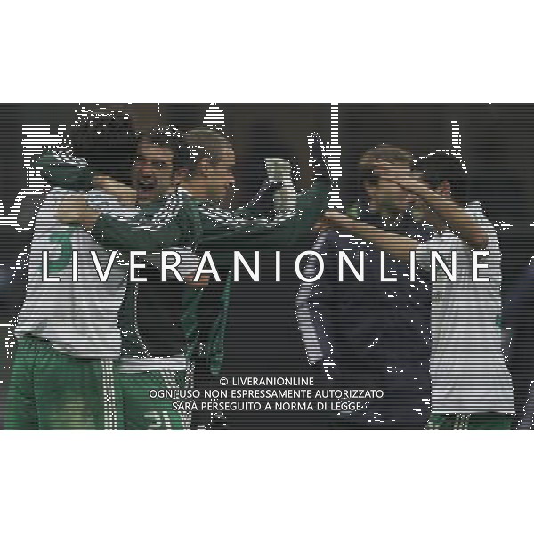 INTER - PANATHINAIKOS CHAMPIONS LEAGUE 26/11/2008 NELLA FOTO l\'esultanza di karagounis a fine gara FOTO MARCO LUZZANI-AG ALDO LIVERANI
