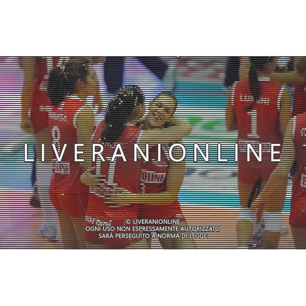 Findomestic Volley Cup Femminile A1 2008/2009 8°Giornata Montecchio(PU) - 29.11.2008 Scavolini Pesaro-Minetti Vicenza Nella Foto:ESULTANZA FINALE SCAVOLINI /Ph.Vitez-Ag. Aldo Liverani