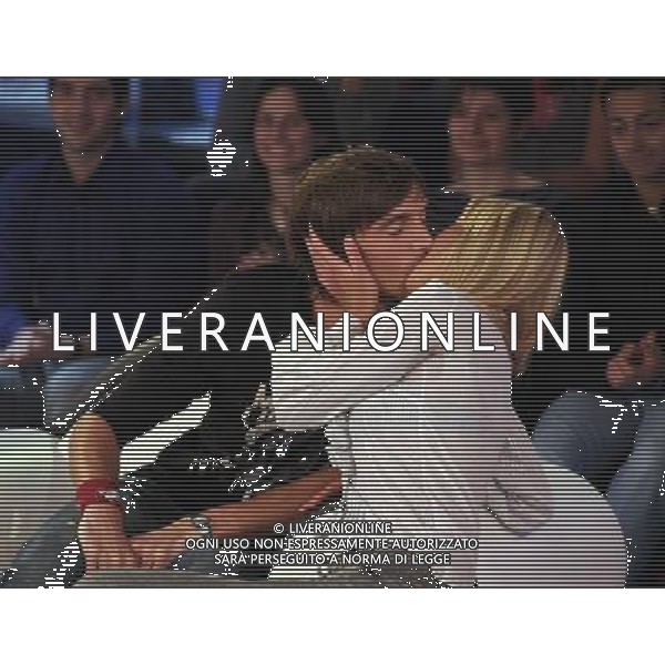 TRASMISSIONE \' QUELLI CHE IL CALCIO\' NELLA FOTO: LEONARDO TUMIOTTO BACIA VERIDIANA MALLMANN © ANTONIO SORANO - AG. ALDO LIVERANI SAS BACIARE