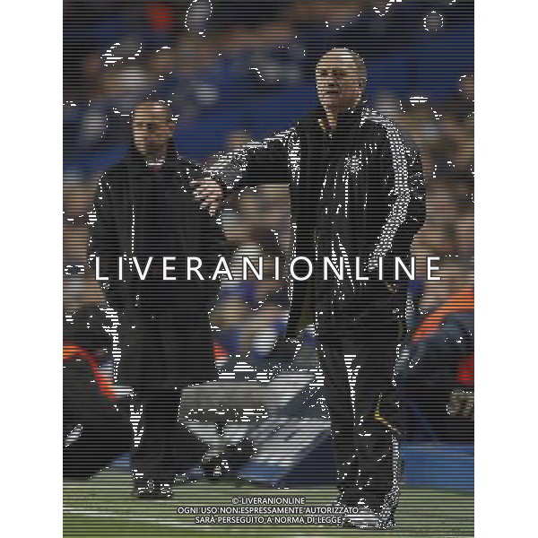 Luiz Felipe Scolari , Manager of Chelsea and Cluj\'s Manager Maurizio Trombetta : Chelsea fc vs CFR Cluj match No: 6 for the Champions League in Group A at Stamford Bridge in London (UK) on 09/12/2007. Picture By Marcello Pozzetti ©IPS Photo Agency :21 Delisle Road London SE28 0JD mobile: 07973 308 835 AG ALDO LIVERANO ONLY ITALY 