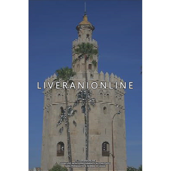 LA FAMOSA TORRE DELL\'ORO A SIVIGLIA The famous gold tower in seville in Andalusia AGENZIA ALDO LIVERANI SAS