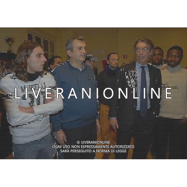 MILANO 16/12/2008 CASA DELL\' ACCOGLIENZA VIA BRAMBILLA, 10 IL PRESIDENTE DEL\' INTER MASSIMO MORATTI IN VISITA ALLA CASA DELL\' ACCOGLIENZA DI DON VIRGILIO COLMEGNA NELLA FOTO MASSIMO MORATTI E DON VIRGILIO COLMEGNA FOTO ROMANO/TAZZI/AG ALDO LIVERANI