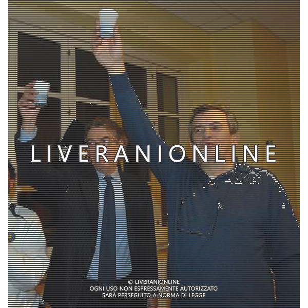 MILANO 16/12/2008 CASA DELL\' ACCOGLIENZA VIA BRAMBILLA, 10 IL PRESIDENTE DEL\' INTER MASSIMO MORATTI IN VISITA ALLA CASA DELL\' ACCOGLIENZA DI DON VIRGILIO COLMEGNA NELLA FOTO MASSIMO MORATTI E DON VIRGILIO COLMEGNA FOTO ROMANO/TAZZI/AG ALDO LIVERANI
