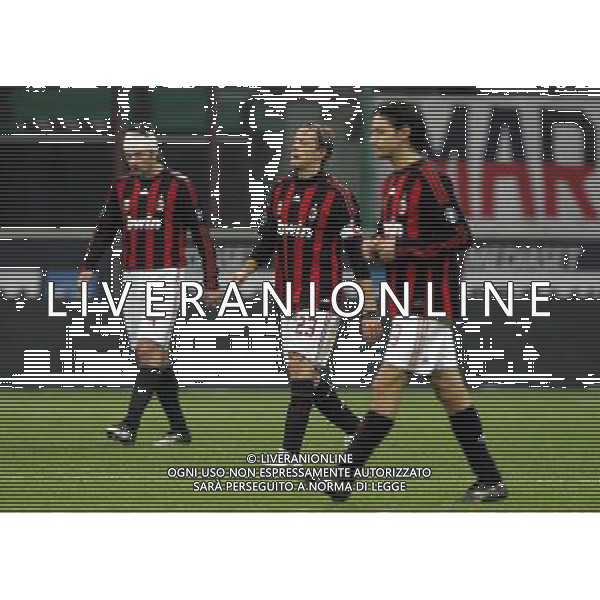 Milan - Wolfsburg Coppa Uefa 17/12/2008 nella foto kakha kaladze, filippo inzaghi e massimo ambrosini a fine gara ph luzzani/Ag. Aldo Liverani Sas