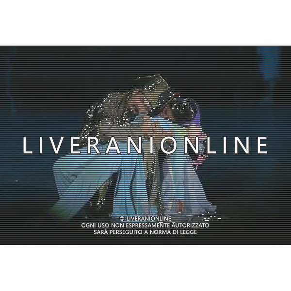 CHENGDU - NOVEMBER 26: Artists perform during the drama Peony Pavilion in Chengdu of southwest China\'s Sichuan province Wednesday, Nov. 26, 2008. The drama Peony Pavilion, a 16th-century tale of love, death and resurrection written by Tang Xianzu (1550-1616), has served as inspiration for a number of artists from all kind of genres, from Kunqu Opera to drama and ballet. Choreographed by Ying Zhiqi, Lu Ling and Wu Ning, this four-act full-length dance revolves around the love between Du Liniang (played by Hu Qinxin) and Liu Mengmei (played by Xu Peng), a love that extends over three lifetimes.(Photo By Qin Wang/ColorChinaPhoto) - AG. ALDO LIVERANI SAS ITALY ONLY
