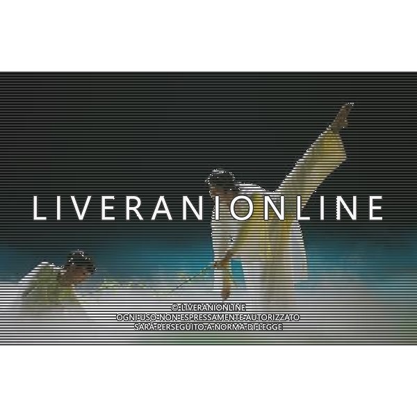 CHENGDU - NOVEMBER 26: Dancers Xu Peng (R) and Hu Qinxin (L) perform during the drama Peony Pavilion in Chengdu of southwest China\'s Sichuan province Wednesday, Nov. 26, 2008. The drama Peony Pavilion, a 16th-century tale of love, death and resurrection written by Tang Xianzu (1550-1616), has served as inspiration for a number of artists from all kind of genres, from Kunqu Opera to drama and ballet. Choreographed by Ying Zhiqi, Lu Ling and Wu Ning, this four-act full-length dance revolves around the love between Du Liniang (played by Hu Qinxin) and Liu Mengmei (played by Xu Peng), a love that extends over three lifetimes.(Photo By Qin Wang/ColorChinaPhoto) - AG. ALDO LIVERANI SAS ITALY ONLY