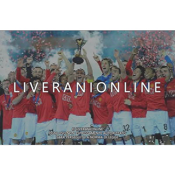 FIFA Club World Cup Japan 2008 Finale 1°-2° Posto Yokohama - 21.12.2008 Manchester United(ENG)-Liga de Quito(ECU) Nella Foto:MANCHESTER ALZA LA COPPA /Ph.Vitez-Ag. Aldo Liverani