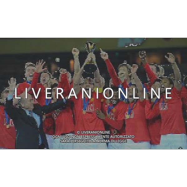 FIFA Club World Cup Japan 2008 Finale 1°-2° Posto Yokohama - 21.12.2008 Manchester United(ENG)-Liga de Quito(ECU) Nella Foto:MANCHESTER ALZA LA COPPA /Ph.Vitez-Ag. Aldo Liverani