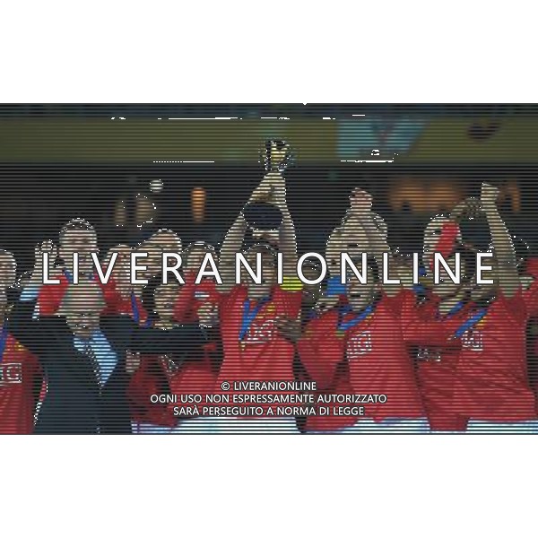 FIFA Club World Cup Japan 2008 Finale 1°-2° Posto Yokohama - 21.12.2008 Manchester United(ENG)-Liga de Quito(ECU) Nella Foto:MANCHESTER ALZA LA COPPA /Ph.Vitez-Ag. Aldo Liverani