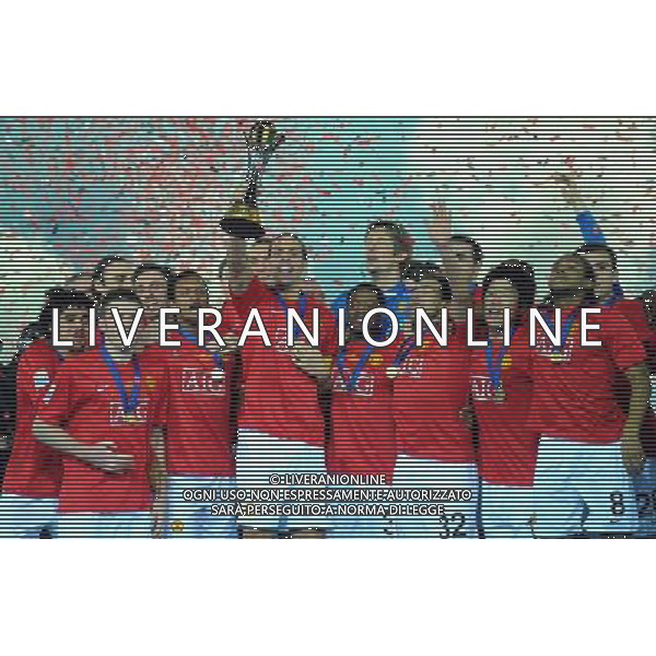 FIFA Club World Cup Japan 2008 Finale 1°-2° Posto Yokohama - 21.12.2008 Manchester United(ENG)-Liga de Quito(ECU) Nella Foto:MANCHESTER ALZA LA COPPA /Ph.Vitez-Ag. Aldo Liverani