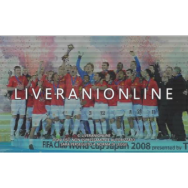 FIFA Club World Cup Japan 2008 Finale 1°-2° Posto Yokohama - 21.12.2008 Manchester United(ENG)-Liga de Quito(ECU) Nella Foto:MANCHESTER ALZA LA COPPA /Ph.Vitez-Ag. Aldo Liverani