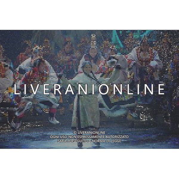 CHENGDU - DECEMBER 27: Dancers perform in the musical \'Tibetan Riddle\' in Chengdu of southwest China\'s Sichuan province Saturday, Dec. 27, 2008. The musical \'Tibetan Riddle\', presenting the original Tibetan culture with folk dances and songs, was staged in Chengdu on Saturday.(Photo By Evens Lee/ColorChinaPhoto) - AG. ALDO LIVERANI SAS ITALY ONLY