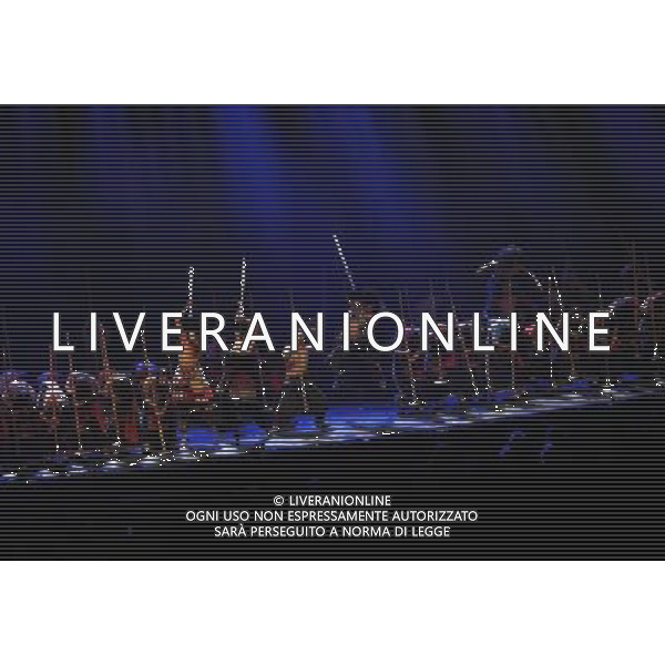 CHENGDU - DECEMBER 27: Dancers perform in the musical \'Tibetan Riddle\' in Chengdu of southwest China\'s Sichuan province Saturday, Dec. 27, 2008. The musical \'Tibetan Riddle\', presenting the original Tibetan culture with folk dances and songs, was staged in Chengdu on Saturday.(Photo By Evens Lee/ColorChinaPhoto) - AG. ALDO LIVERANI SAS ITALY ONLY