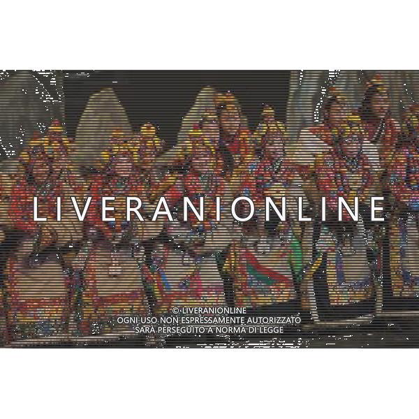 CHENGDU - DECEMBER 27: Dancers perform in the musical \'Tibetan Riddle\' in Chengdu of southwest China\'s Sichuan province Saturday, Dec. 27, 2008. The musical \'Tibetan Riddle\', presenting the original Tibetan culture with folk dances and songs, was staged in Chengdu on Saturday.(Photo By Evens Lee/ColorChinaPhoto) - AG. ALDO LIVERANI SAS ITALY ONLY