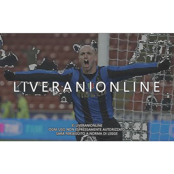 INTER - GENOA COPPA ITALIA TIM CUP 13/01/2009 NELLA FOTO ESULTANZA DOPO IL GOL DI ESTEBAN CAMBIASSO DEL 2-1 FOTO LUZZANI/AG. ALDO LIVERANI