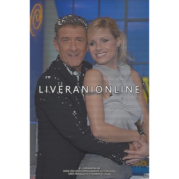 \'STRISCIA LA NOTIZIA\' TRASMISSIONE TELEVISIVA - MILANO 14/02/2008 NELLA FOTO EZIO GREGGIO E MICHELLE HUNZIKER PH AGENZIA ALDO LIVERANI SAS 