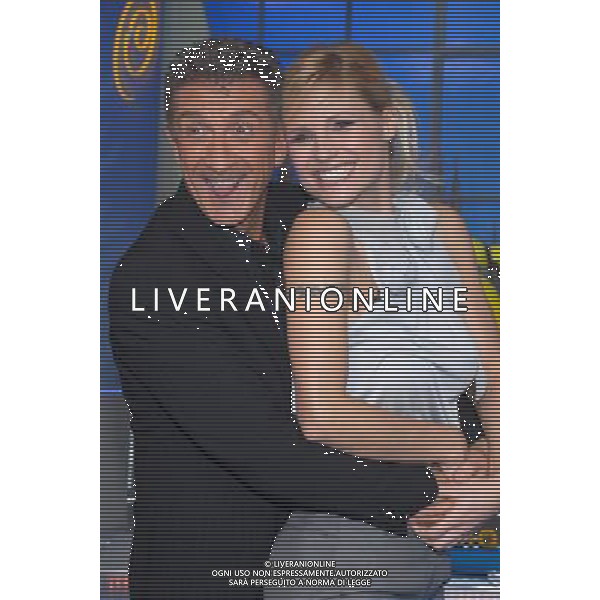 \'STRISCIA LA NOTIZIA\' TRASMISSIONE TELEVISIVA - MILANO 14/02/2008 NELLA FOTO EZIO GREGGIO E MICHELLE HUNZIKER PH AGENZIA ALDO LIVERANI SAS 