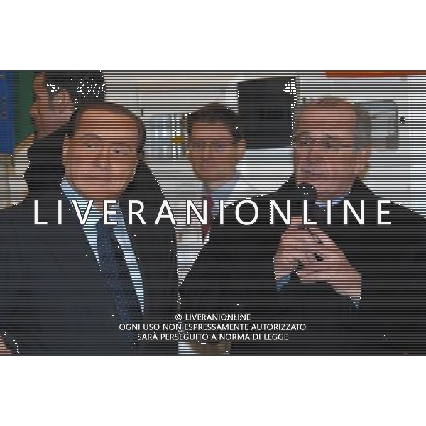 MILANO 20/1/2009 PIO ALBERGO TRIVULZIO INAUGURAZIONE DI UN NUOVO PADIGLIONE DEDICATO A \'MAMMA ROSA\' MADRE DI SILVIO BERLUSCONI NELLA FOTO SILVIO BERLUSCONI ED EMILIO TRABUCCHI FOTO ROMANO/AG ALDO LIVERANI