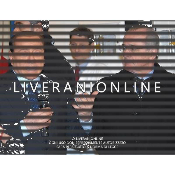 MILANO 20/1/2009 PIO ALBERGO TRIVULZIO INAUGURAZIONE DI UN NUOVO PADIGLIONE DEDICATO A \'MAMMA ROSA\' MADRE DI SILVIO BERLUSCONI NELLA FOTO SILVIO BERLUSCONI ED EMILIO TRABUCCHI FOTO ROMANO/AG ALDO LIVERANI