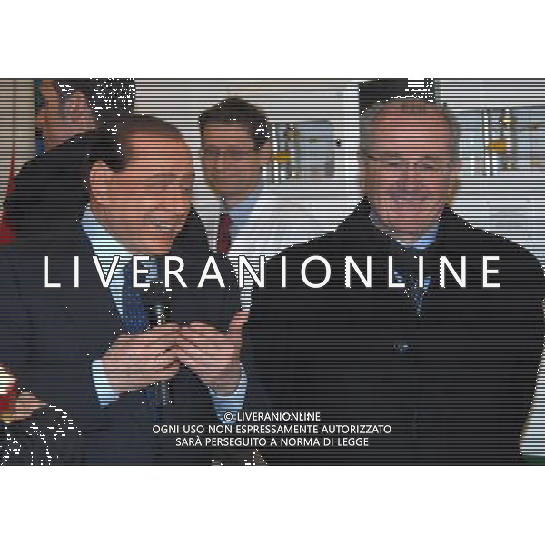 MILANO 20/1/2009 PIO ALBERGO TRIVULZIO INAUGURAZIONE DI UN NUOVO PADIGLIONE DEDICATO A \'MAMMA ROSA\' MADRE DI SILVIO BERLUSCONI NELLA FOTO SILVIO BERLUSCONI ED EMILIO TRABUCCHI FOTO ROMANO/AG ALDO LIVERANI