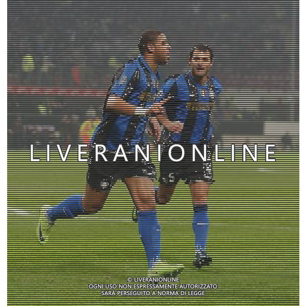 Inter -Roma 21/01/2009 Calcio Coppa Italia Tim Cup 2008-2009 Nella foto esultanza dopo il gol di Adriano con dejan stankovic Foto Agenzia Aldo Liverani Sas