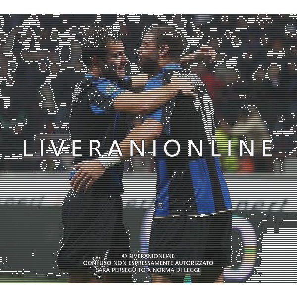 Inter -Roma 21/01/2009 Calcio Coppa Italia Tim Cup 2008-2009 Nella foto esultanza dopo il gol di Adriano con dejan stankovic Foto Agenzia Aldo Liverani Sas