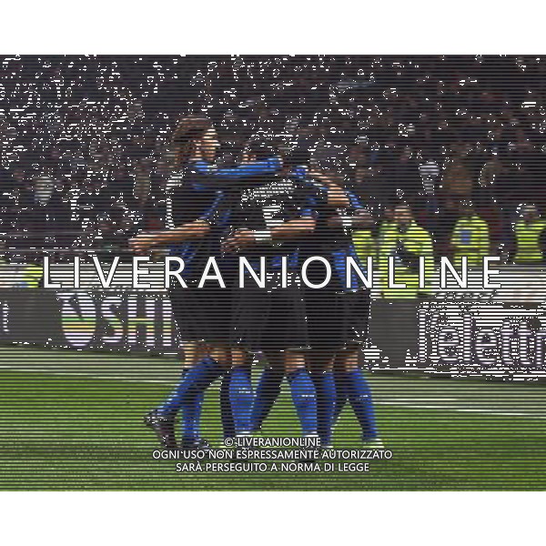 Inter -Roma 21/01/2009 Calcio Coppa Italia Tim Cup 2008-2009 Nella foto esultanza dopo il gol di Adriano festeggiato dai compagni Foto Agenzia Aldo Liverani Sas