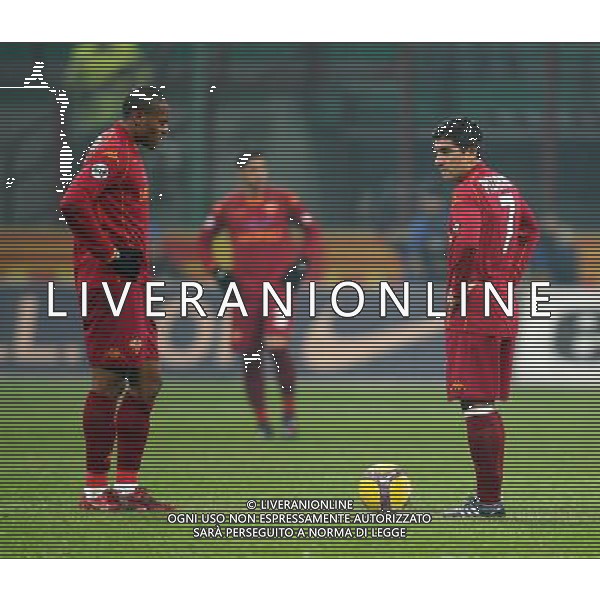 Inter -Roma 21/01/2009 Calcio Coppa Italia Tim Cup 2008-2009 Nella foto la delusione di david Pizarro e Baptista dopo il gol di Ibrahimovic del 2-1 Foto Agenzia Aldo Liverani Sas