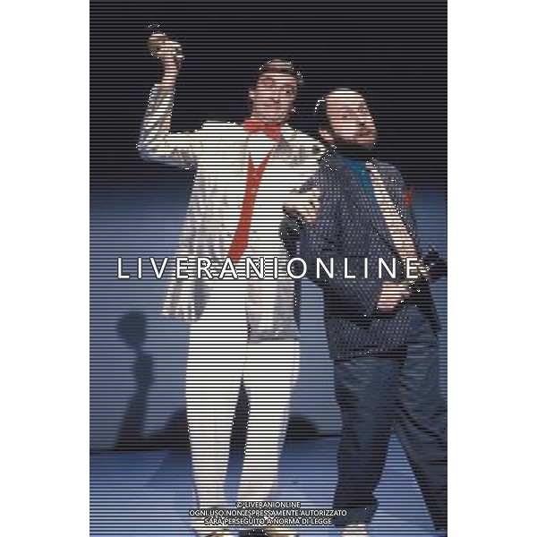 TRASMISSIONE TELEVISIVA\'DRIVE-IN\' 1982 NELLA FOTO EZIO GREGGIO-ENRICO BERUSCHI AG ALDO LIVERANI