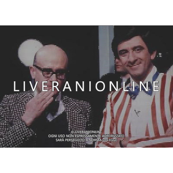 TRASMISSIONE TELEVISIVA\'DRIVE-IN\' 1982 NELLA FOTO EZIO GREGGIO-ROBERTO GERVASO AG ALDO LIVERANI