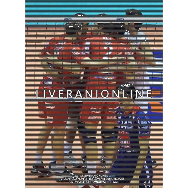 TIM Cup A1 Final Four di Volley 1° Semifinale Forlì(FC) - 31.01.2009 Lube Banca Marche Macerata–Copra Nordmeccanica Piacenza Nella Foto:ESULTANZA PIACENZA /Ph.Vitez-Ag. Aldo Liverani
