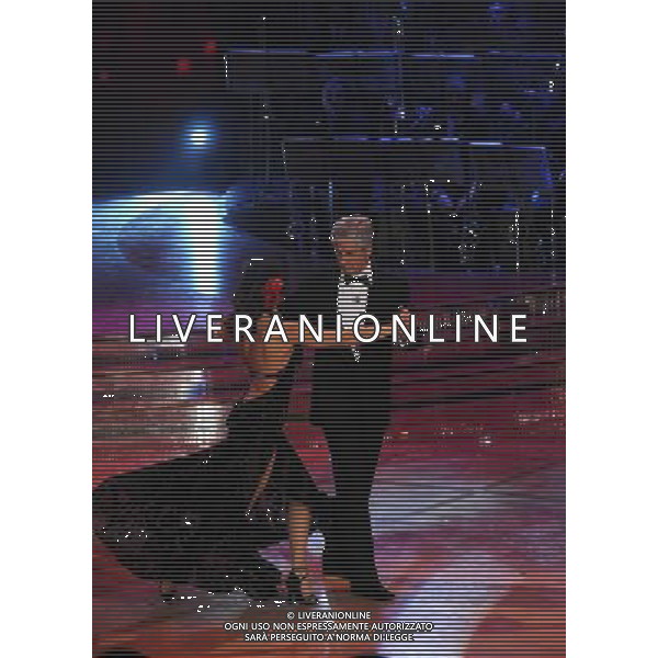 TRASMISSIONE TV: \' BALLANDO CON LE STELLE\' STUDI VOXON - ROMA NELLA FOTO: GIANNI RIVERA, OSPITE DELLA SERATA, CON ELENA CONIGLIO © MASSIMO BRUNI - AG. ALDO LIVERANI SAS