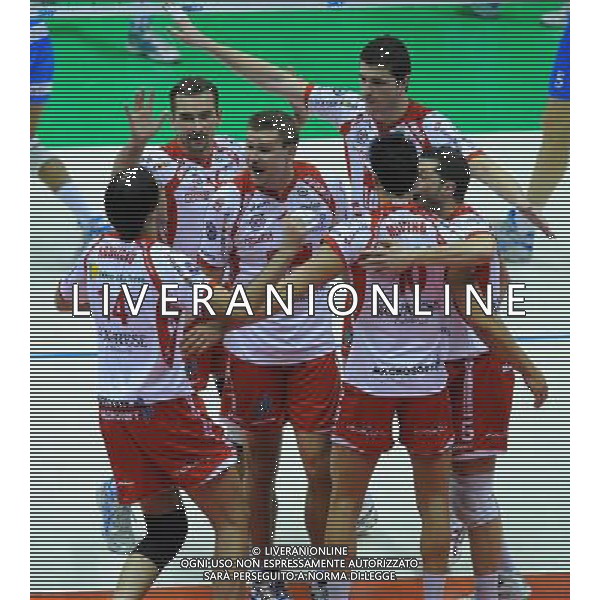 TIM Cup A1 Final Four di Volley Finale Forli\'(FC) - 01.02.2009 Bre Banca Lannutti Cuneo-Lube Banca Marche Macerata Nella Foto: ESULTANZA LUBA MACERATA /Ph.Vitez-Ag. Aldo Liverani