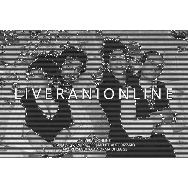 ARCHIVIO TRASMISSIONE \'EMILIO\' ANNI 90 SPETTACOLO NELLA FOTO: GIANNINA FACCIO LAURA DELASIEGA ANDREA BRAMBILLA E NINO FORMICOLA PH.ARCHIVIO AGENZIA ALDO LIVERANI SAS
