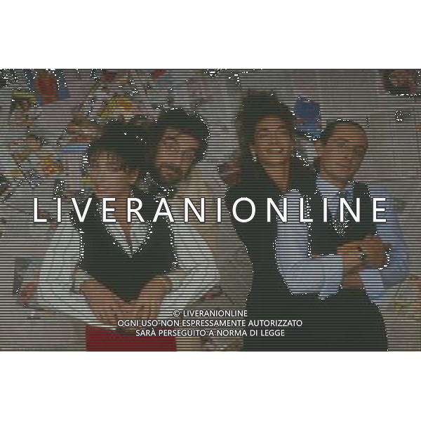 ARCHIVIO TRASMISSIONE \'EMILIO\' ANNI 90 SPETTACOLO NELLA FOTO: ANDREA BRAMBILLA, NINO FORMICOLA, GIANNINA FACCCIO E LAURA DELASIEGA PH.ARCHIVIO AGENZIA ALDO LIVERANI SAS