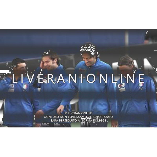 MILANO 9/2/2009 STADIO GIUSEPPE MEAZZA ALLENAMENTO DELLA NAZIONALE ITALIANA PRIMA DELL\' INCONTRO AMICHEVOLE CON IL BRASILE A LONDRA NELLA FOTO ANTONIO DI NATALE, ALBERTO GILARDINO, LUCA TONI E RICCARDO MONTOLIVO FOTO ROMANO/AG ALDO LIVERANI