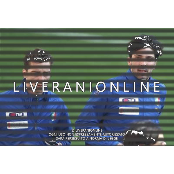 MILANO 9/2/2009 STADIO GIUSEPPE MEAZZA ALLENAMENTO DELLA NAZIONALE ITALIANA PRIMA DELL\' INCONTRO AMICHEVOLE CON IL BRASILE A LONDRA NELLA FOTO GIANLUIGI BUFFON E MORGAN DE SANTIS FOTO ROMANO/AG ALDO LIVERANI
