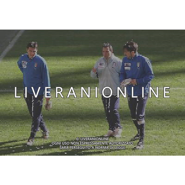 MILANO 9/2/2009 STADIO GIUSEPPE MEAZZA ALLENAMENTO DELLA NAZIONALE ITALIANA PRIMA DELL\' INCONTRO AMICHEVOLE CON IL BRASILE A LONDRA NELLA FOTO GIANLUIGI BUFFON E MARCO AMELIA FOTO ROMANO/AG ALDO LIVERANI