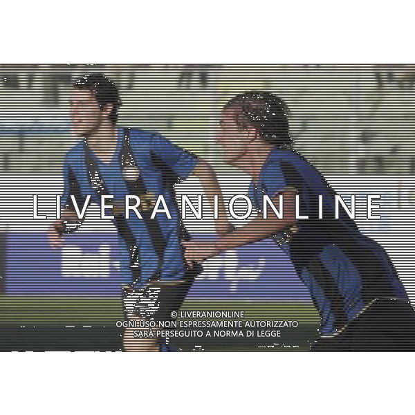 VIAREGGIO, 9 FEBBRAIO 2009 TORNEO DI VIAREGGIO \'COPPA CARNEVALE\' 2009 INTER QUEENS PARK RANGERS NELLA FOTO: ESULTANZA DI LUCA CALDIROLA DOPO IL SUO GOL DEL 2-1 FOTO AG. A. LIVERANI SAS