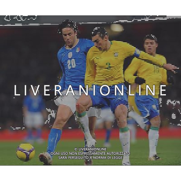 Amichevole Internazionale Londra - 10.02.2009 Brasile-Italia Nella Foto: LUCA TONI-LUCIO /Ph.Vitez-Ag. Aldo Liverani