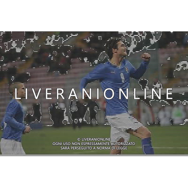 Italia - Svezia Nazionale U21 amichevole Trieste 11/02/2009 nella foto esultanza dopo il gol su rigore di robert Acquafresca ph garbuio/Ag. Aldo Liverani Sas