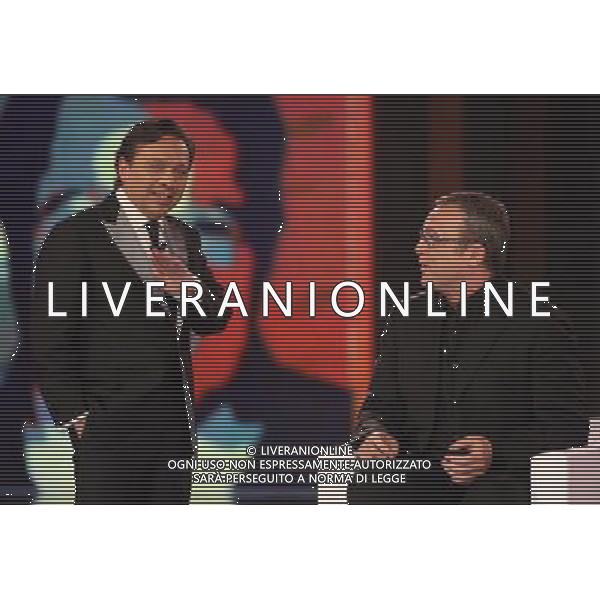 MILANO 11 FEBBRAIO 2009 TRASMISSIONE CHIAMBRETTI NIGHT NELLA FOTO: ICLAUDIO AMENDOLA E PIERO CHIAMBRETTI PH FRANCESCO BONFANTI-AG ALDO LIVERANI