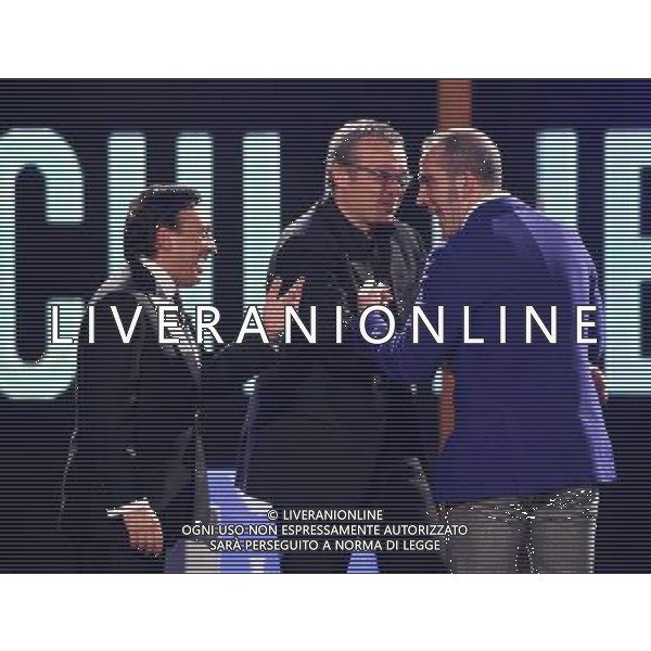 MILANO 11 FEBBRAIO 2009 TRASMISSIONE CHIAMBRETTI NIGHT NELLA FOTO: PIERO CHIAMBRETTI CLAUDIO AMENDOLA E PAOLO DI CANIO PH FRANCESCO BONFANTI-AG ALDO LIVERANI