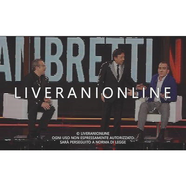 MILANO 11 FEBBRAIO 2009 TRASMISSIONE CHIAMBRETTI NIGHT NELLA FOTO: PIERO CHIAMBRETTI CLAUDIO AMENDOLA E PAOLO DI CANIO PH FRANCESCO BONFANTI-AG ALDO LIVERANI