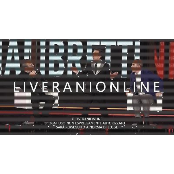 MILANO 11 FEBBRAIO 2009 TRASMISSIONE CHIAMBRETTI NIGHT NELLA FOTO: PIERO CHIAMBRETTI CLAUDIO AMENDOLA E PAOLO DI CANIO PH FRANCESCO BONFANTI-AG ALDO LIVERANI