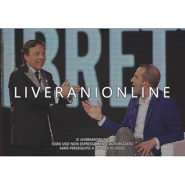 MILANO 11 FEBBRAIO 2009 TRASMISSIONE CHIAMBRETTI NIGHT NELLA FOTO: PIERO CHIAMBRETTI E PAOLO DI CANIO PH FRANCESCO BONFANTI-AG ALDO LIVERANI